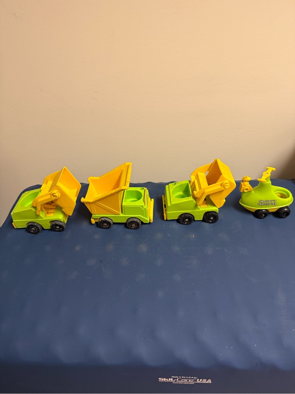 Fisher Price Little People Construction Trucks and Snoopy Helicopter set